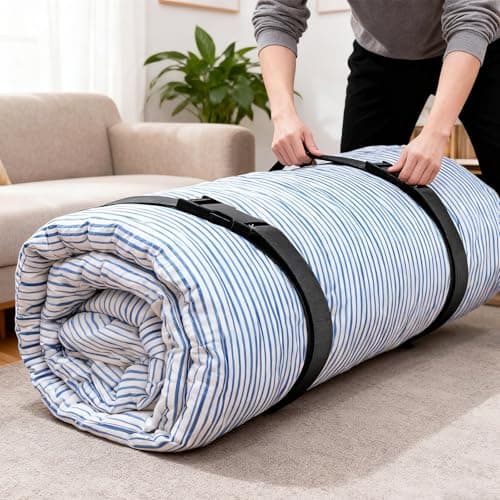 Mattress Topper Straps 2 Pcs Adjustable Foam Mattresses Packing Straps With Sturdy Locked Buckles For Moving House Gel Mattress Topper Storing Bedding Supplies Black, 59.06'' X 1.26'' — view 4