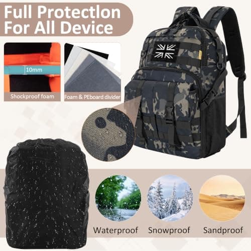 OUUTMEE Tactical Camera Backpack, Camera Rucksack with Waterproof Cover — view 4