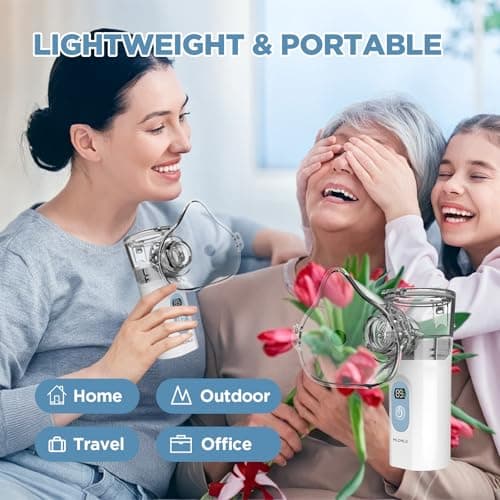 Mldnld Nebuliser Machine for Adults, Quiet Inhaler with Included Storage Bag, Rechargeable with 2 Masks & Mouthpiece, Easy to Use and Clean,Perfect Nebulizer for Travel and Home Use — view 5