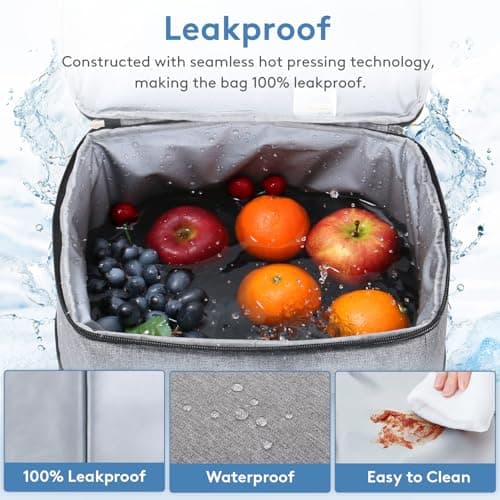 Lifewit Cooler Bag 30 Cans Collapsible and Insulated Large Lunch Bag Leakproof Soft Cooler Portable for Camping/BBQ/Family Outdoor Activities, Grey — view 3