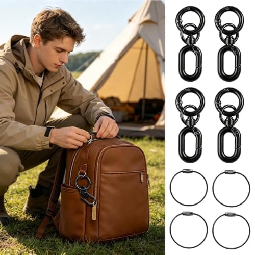 8 Pack Alloy Anti Theft Double Opening Carabiner Zipper Lock Clip — view 2