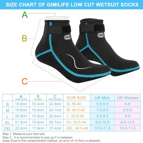 Gimilife Swimming Socks for Men Women, 3MM Neoprene Socks Wetsuit Diving Socks Thermal Water Socks Swim Socks for Beach Activities Scuba Swim Diving Snorkel Surfing — view 3