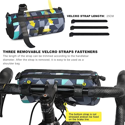 Rhinowalk Bike Handlebar Bag - Front Bag with Shoulder Strap for Road & Mountain Bikes (Camouflage Blue) — view 4