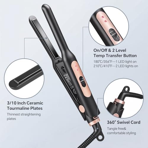 JAETON Mini Travel Hair Straightener, Small Flat Iron 2 Temp 180°C/210°C — view 5