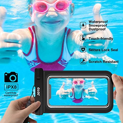 JOTO 2 Pack Waterproof Phone Pouch Case Up to 7" -Black — view 5