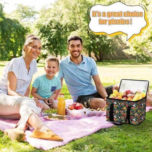 GwaOery Cooler Bag 40L Insulated Picnic Thermal Food Delivery Bag (Flower1) — view 5
