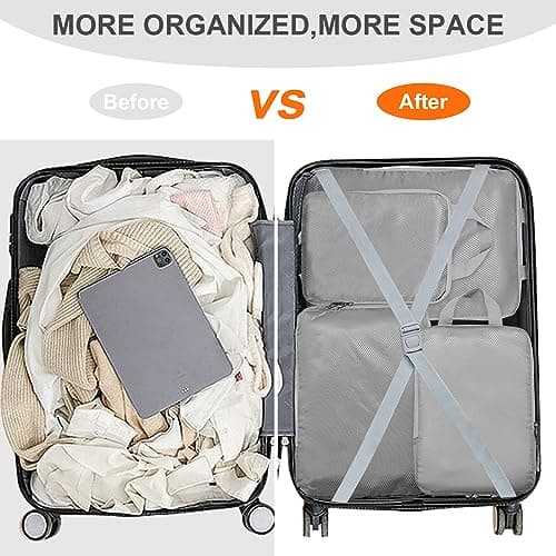 Compression Packing Cubes,Travel Storage Bag, Travel Packing Essentials for Suitcase Organizer Bags, Packing Organiser for Carry On Luggage (Grey, Set of 4) — view 6