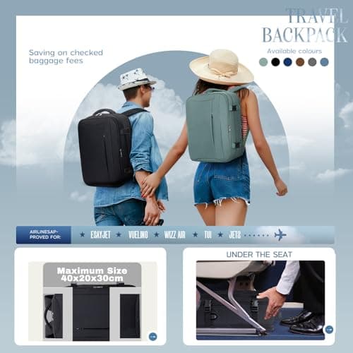 Xkdoai for Ryanair Cabin Bags 40x30x20,Backpack with TSA Approved Clear Bag — view 2