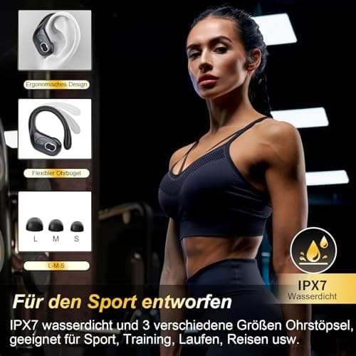Aptkdoe Wireless Earbuds, 75H Bluetooth 5.4 Headphone Sport Ear Hooks, App — view 5