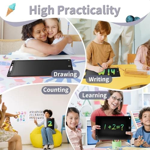 [2 Pack] Genialba 8.5 inch LCD Writing Tablet Colorful Screen Drawing Board Toddler Toys Learning Educational Toys Gifts for Birthday Christmas, for 2 3 4 5 6 7 Year Old Boys Girls, (White&Black) — view 5