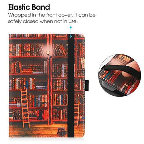 HGWALP Universal Case for 6" eReaders, Folio Leather Stand Cover with Handstrap Compatible with All 6 inch Kindle Paperwhite/Kobo/Tolino/Pocketook/Sony E-Book Reader-Library — view 6