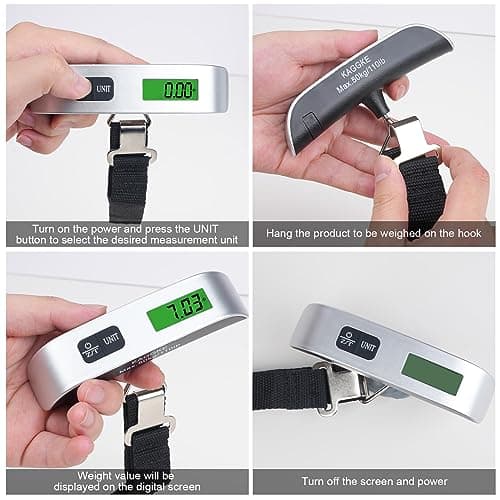 2 Pcs - silver Travel Digital Luggage Scale - Portable Baggage Scale - Suitcase Weight Scale - Ideal for Travel Scale Luggage Weight - 110LB/50KG, Includes Battery - Temperature Display Hanging Scales — view 5