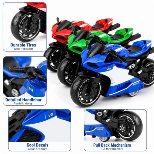 Dfiupdn 3-Pack Mini Motorbike Model Set, Dirt Bikes Model — view 3