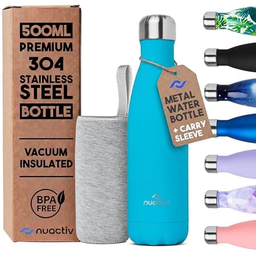 Nuactiv Stainless Steel Water Bottle 500ml Vacuum Insulated Metal Flask