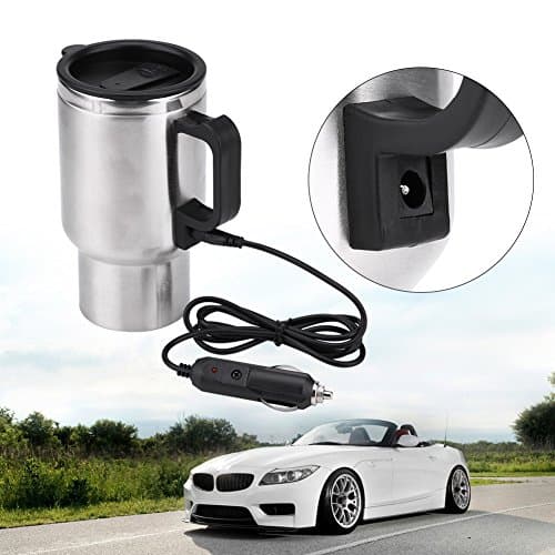 Hlyoon Portable Car Heated Travel Mug 12V 450ml Electric In-car Stainless Steel Travel Heating Cup Coffee Tea Car Cup Mug Powered by 12V Cigarette Lighter Plug — view 6