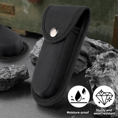 Nexlynk 2 Pcs Nylon Pocket Knife Sheath for 5''-5.5''（14cm） and 4''(11cm) Folding Knife Multitool Pouch with Snap Closure Belt Loop Vertical Carry for Outdoor Hiking Camping Fishing — view 5