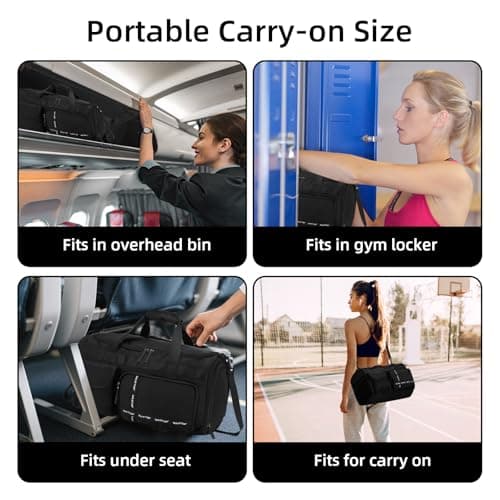 MAXTOP Small Gym Bag for Men Women with Shoe Compartment Wet Dry Separation Black Carry on Mini Duffle Bag for Travel Sports Yoga Fitness Weekend Outdoor Activities — view 3