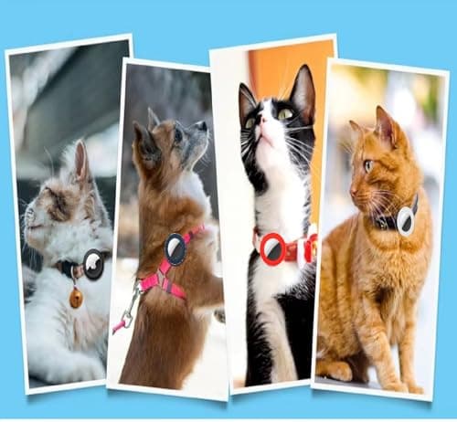 Small Premium Silicone Pet Collar Case (2 Pack), for Apple GPS Tracking Air-tag, Anti-Loss Apple GPS Case Holder Compatible with Cat Dog Collars Charms & Collar Tag Backpack (Black/White) — view 5