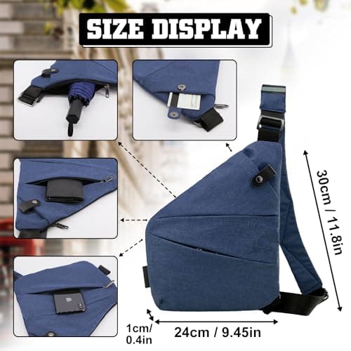 Anti Theft Crossbody Bag for Women Personal Flex Travel Bag Anti-Theft Cross Body Bag Sling Chest Bag for Men （Blue） — view 3