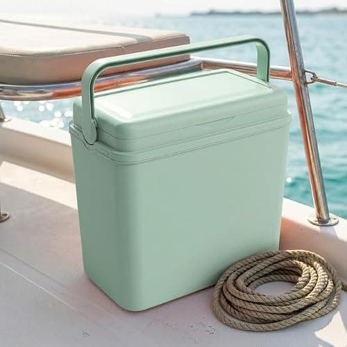 URBNLIVING 24L Cooler Box, Insulated Plastic Ice Box with Air Tight Locking Lid & Fold Away Handle, Durable Portable Food & Drinks Storage for Camping Picnic Beach BBQ — view 6