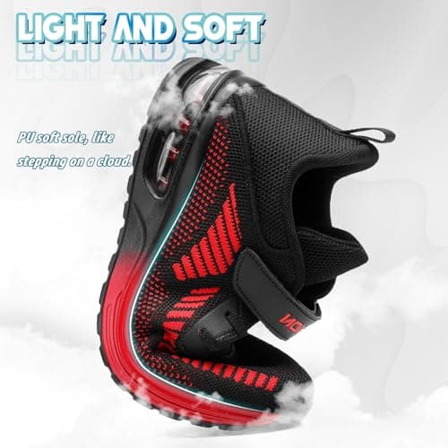 Boys Trainers Kids Running Walking Shoes Child Outdoor Sport Athletic Shoes Boys Tennis Shoes, Black Red, 1 UK — view 5