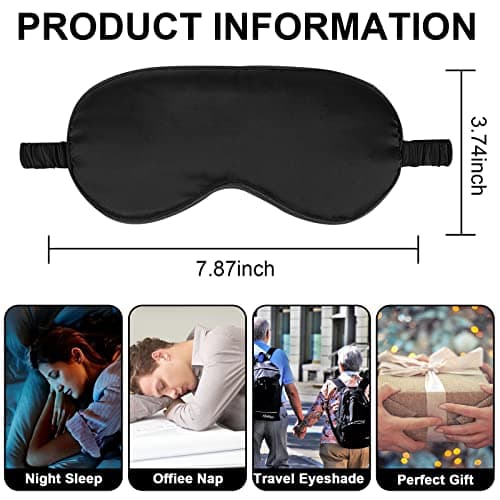 IEKEODI 2 Pack Silk Sleep Masks, Light Blocking Eye Masks, Black — view 2