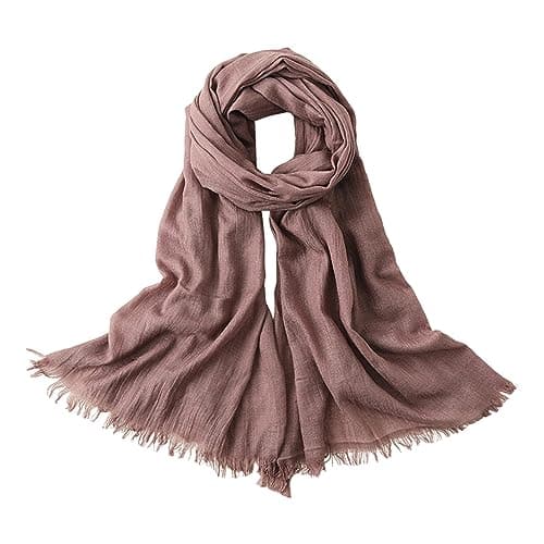 Womens Solid Color And Linen Scarf For All Season Beach Strip Scarf (Rose Gold, One Size) — view 4