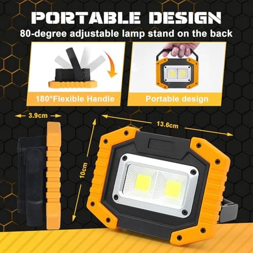 Rechargeable 30W LED Work Light,3 Modes 2000LM Portable COB Floodlight Waterproof Camping Lights, Security Lights Outdoor for Garage Hiking Fishing Emergency (Batteries Included) — view 3