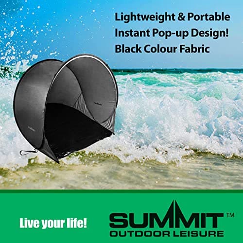 VFM e-Store - Easy-To-Assemble Black Pop Up Tent for Beach, Fishing, and Camping - Perfect Shelter for Picnics, Festivals, and Summer Break - Portable and Ideal for Holiday Survival Equipment — view 2