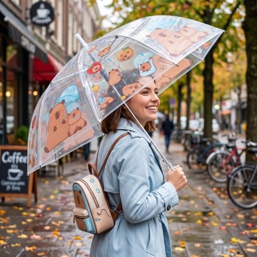 Clear Umbrellas Auto 3 Fold Travel, Transparent Compact Umbrella for Outdoor Rain Protection. — view 3