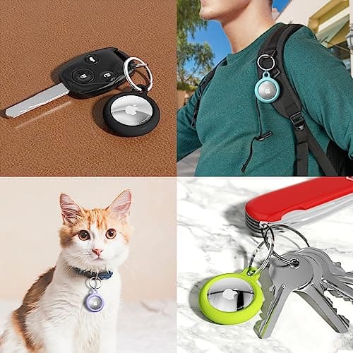 oakxco for Airtag Keychain Silicone Neon Green, Airtag Holder with Key Ring, Air Tag Cover Cute Accessories for Kids, Luggage, Car Dog Collar, Car, Compatible with Apple Airtag Case Waterproof, Lime — view 6
