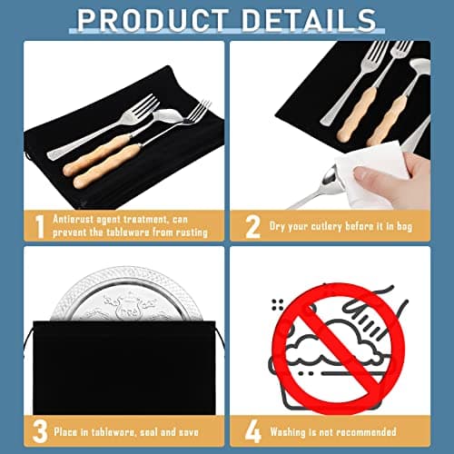 10 Pcs Silver Storage Bags, 9 x 11.8 Inch Anti Tarnish Storage Bag Fabric Cloth Bags for Silver Jewelry Silverware Protection Flatware Silverplate Tarnish Cleaning — view 6