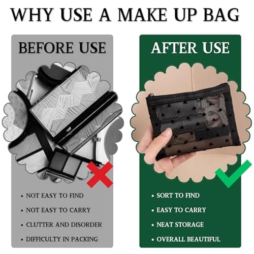 LUFFLOK 4 Pcs Small Make Up Bag Heart Print Clear Makeup Bag with Zipper — view 6