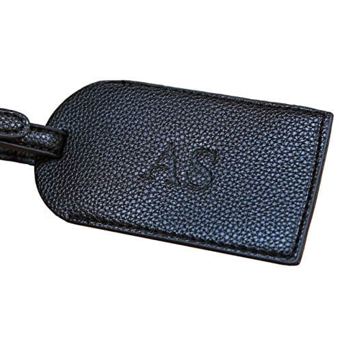 aztex Personalised Debossed Faux Leather Luggage Tag, 12cm x 6cm, Black — view 2