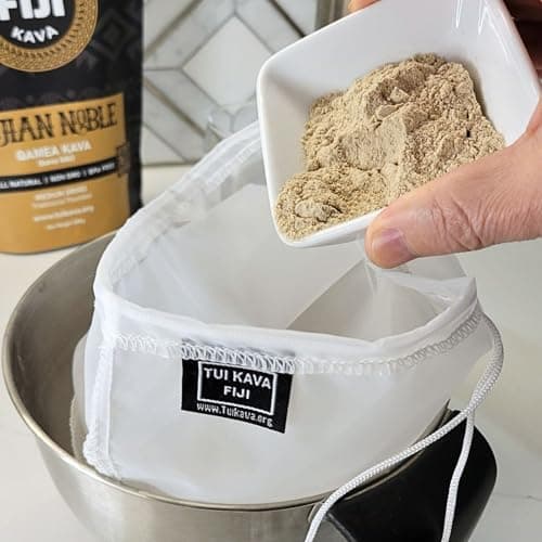 TUI KAVA Kava fine mesh strainer filter bag | 75 Micron Nylon Commercial Food Grade Quality | BPA-Free | Nut Milks | 10 x 12 inch | Draw string | Durable | Reusable | Environment friendly packaging — view 5