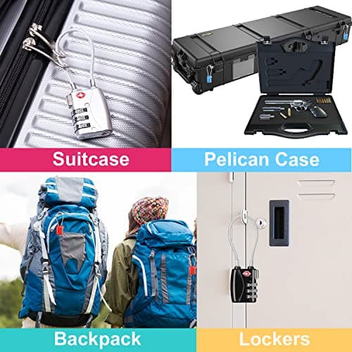 ZHEGE Suitcase Locks TSA Approved, Cable Travel Lock (Black, 4P) — view 6