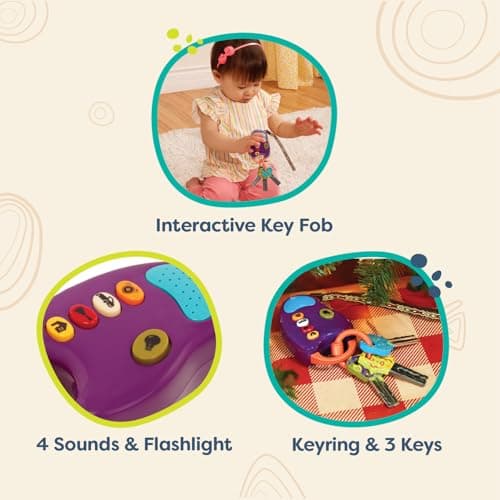 B. toys Toy Car FunKeys with Lights and Sounds, Purple, Pretend Play — view 5