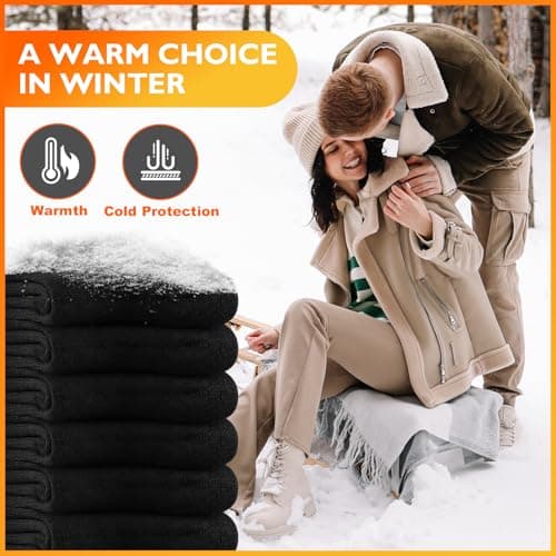Niofind Warm Thermal Socks for Men Women, Full Cushion Winter Socks, Crew Length Black Heavy Duty Heated Cotton Boot Sock for Work Outdoor Walking, Hiking, Running, 3/6 Pairs, Gifts for Men women — view 6