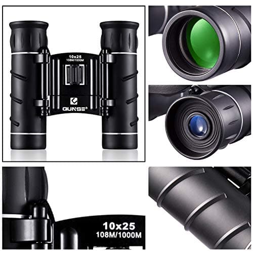 QUNSE Small Compact 10x25 Binoculars for Adults Kids Travel Waterproof — view 2