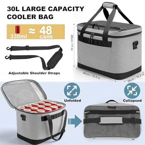30L Collapsible Cool Bag Leakproof Soft Cooler with Shoulder Strap — view 2
