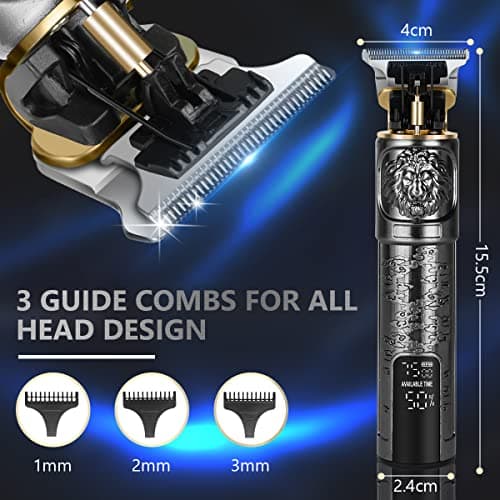 LOPHE Hair Clippers for Men, Rechargeable Cordless Beard Clippers Electric Hair Trimmer Beard Trimmer Set, Waterproof Beard Shaver, Professional Grooming Cutting Kit with 3 Guide Combs — view 6