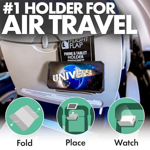 Flight Flap Airplane Phone Holder - Foldable Plane Phone Stand for Travel - Flexible Mobile Stand for Desk & Bed - Flight Mobile Holder Desk - Accessories Travel Essentials For Flying (Black) — view 2