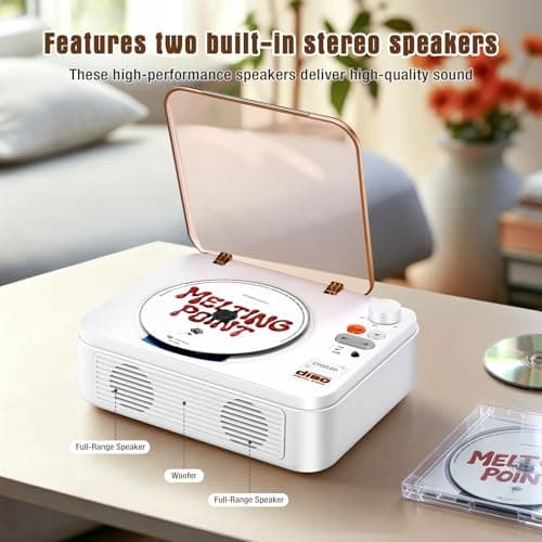CTDZLED Portable CD Player with Bluetooth & Built-in Dual Speakers — view 2