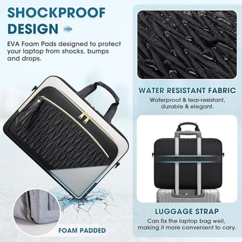 RAINSMORE 17.3 Inch Laptop Bag for Women Work Bag Large Briefcase — view 5