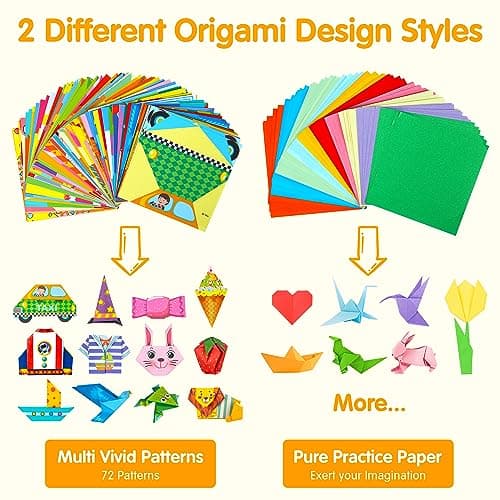 Mocoosy 224 Sheets Origami Kit for Kids Age 5-12, 72 Patterns Origami Paper — view 5