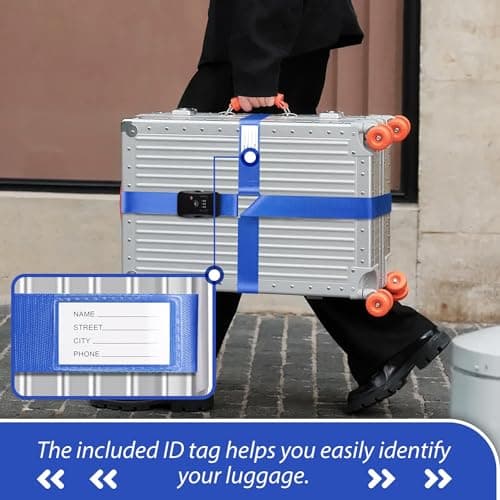 Linpr Adjustable Cross Luggage Straps with TSA Approved Locks, Dark blue — view 5