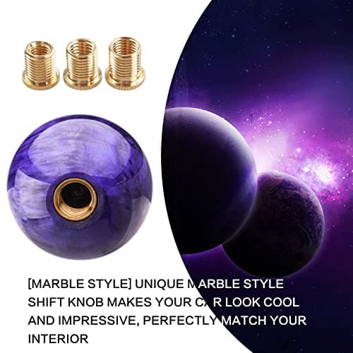 YIUIY Round Ball Shift Knob Universal Marble Style Gear Shift Knob 5 6 Speed for Manual Automatic Vehicles with Adapters (Purple) — view 5
