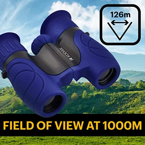 KODAK BCS100 Kids Binoculars 8x, Compact and Ergonomic Binoculars, Soft Rubber, Strap and Carrying Case Included - Blue, Ideal for Boys and Girls 3 to 12 Years, Outdoor Games and Observation — view 4