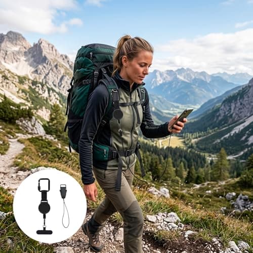 YFHUVB Hiking Phone Holder, 2-Pack Set Anti Theft Phone Lanyard with Retractable Design, Outdoor Phone Tether for Active Lifestyles, Travel Security Accessory — view 5