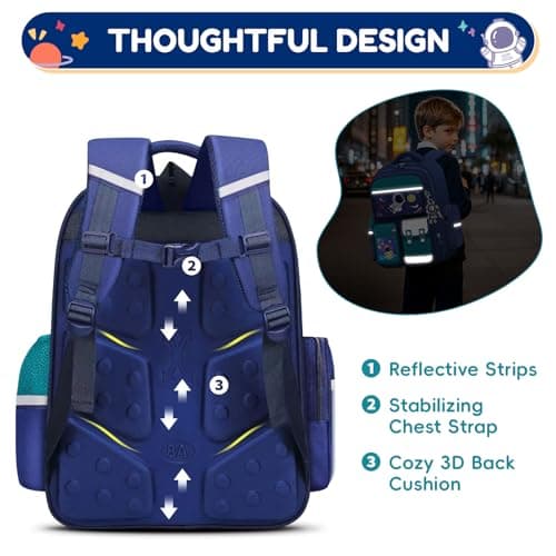 Amythe School Backpack for Boys 8-12 Years, Multi-Compartment, Green — view 5